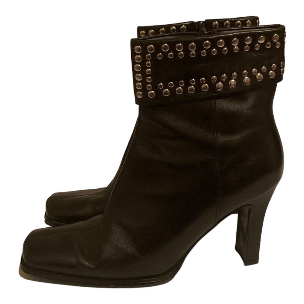 VINTAGE 90s Newport News Leather Studded Square Toed Boots